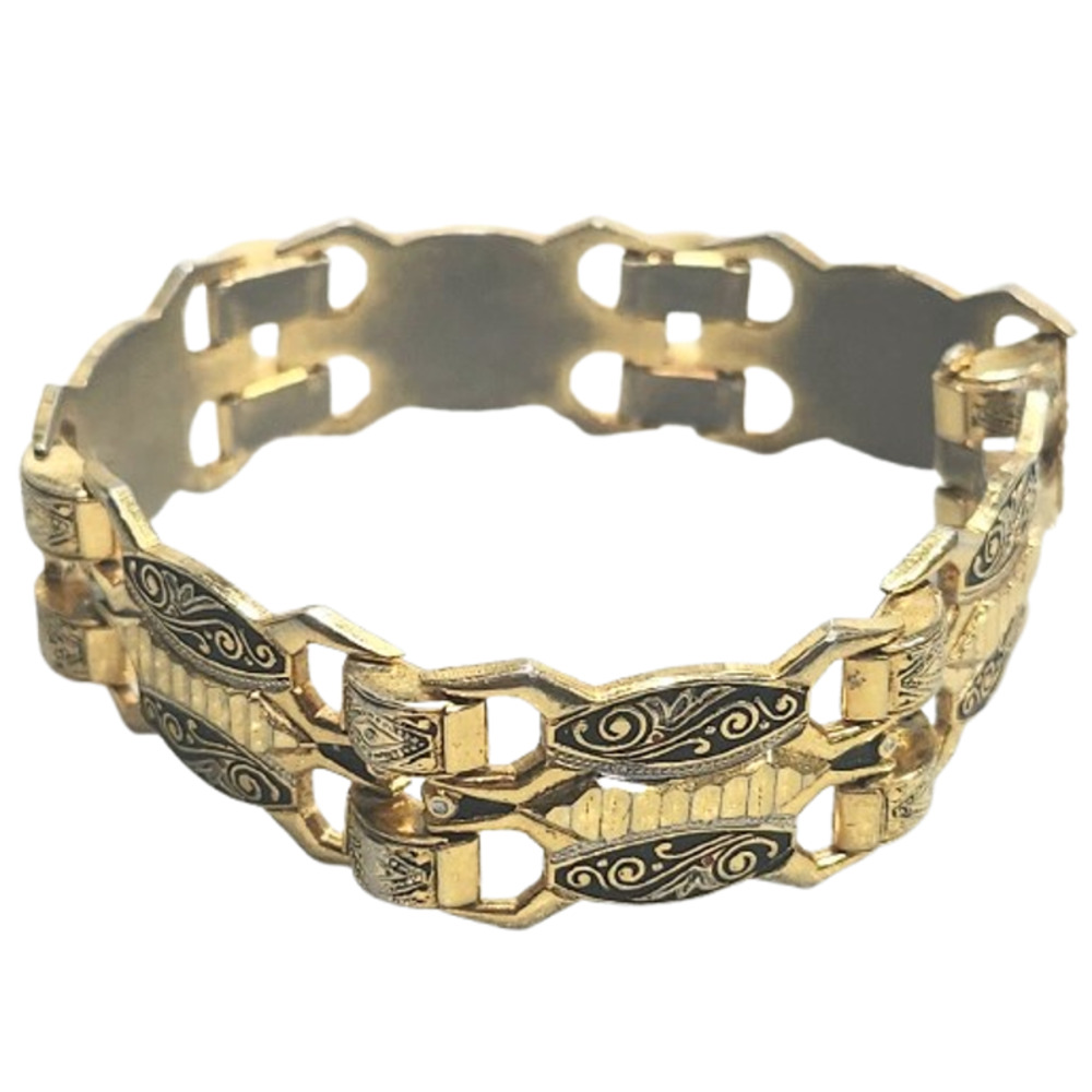 Vtg Damascene Toledo Spain Brass Enamel  Link Bracelet - Picture 4 of 6